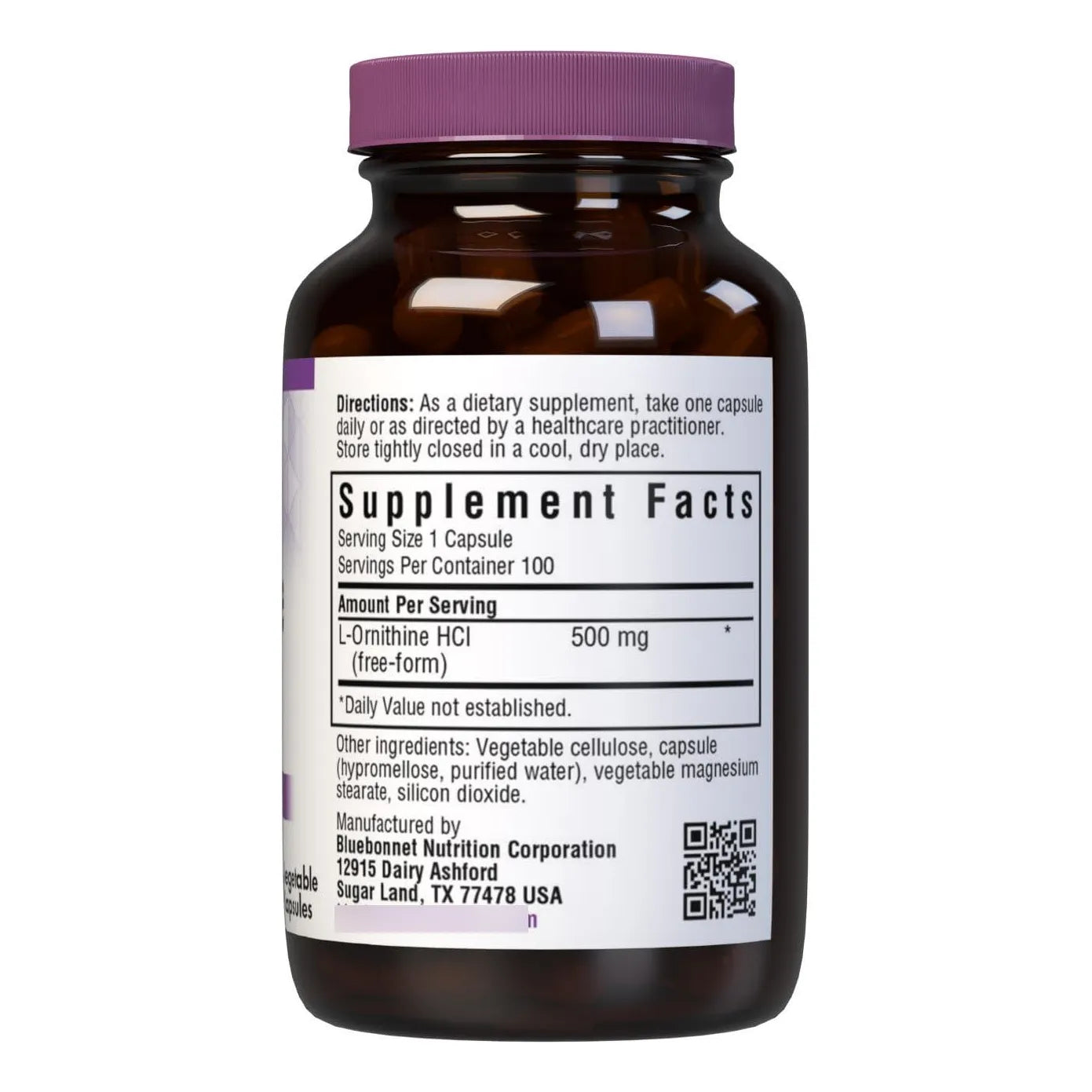 L Ornitina 500 Mg Aminoacido Libre Para Metabolismo Saludable 100 Capsulas Veganas