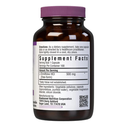 L Ornitina 500 Mg Aminoacido Libre Para Metabolismo Saludable 100 Capsulas Veganas