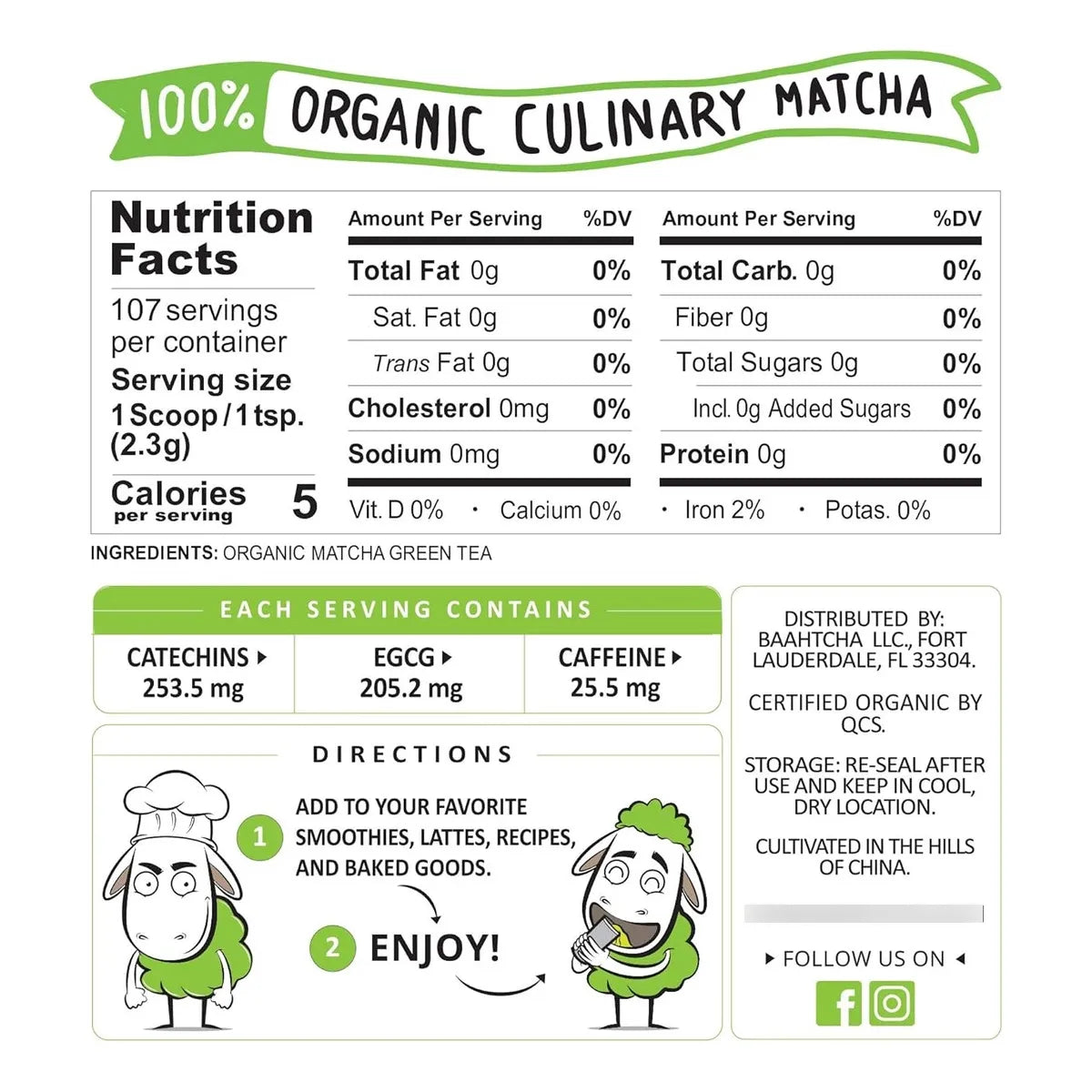 Polvo De Té Verde Matcha Orgánico USDA Energía Natural Antioxidante Grado Culinario