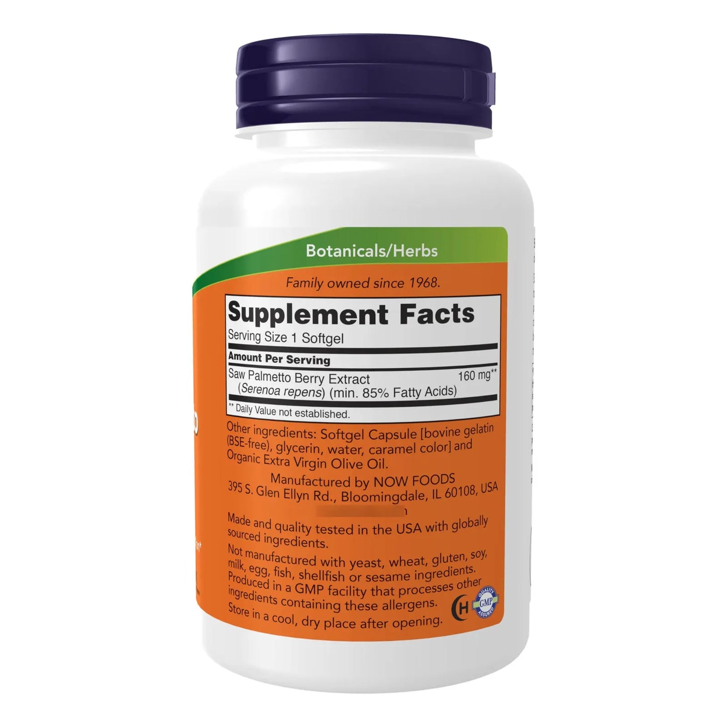 Extracto De Saw Palmetto 160 Mg Salud Masculina 240 Capsulas NOW Suplementos