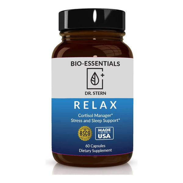 BIO ESSENTIALS Suplemento Natural Para Manejar El Estrés y Dormir Mejor Con Albahaca Sagrada y Magnesio