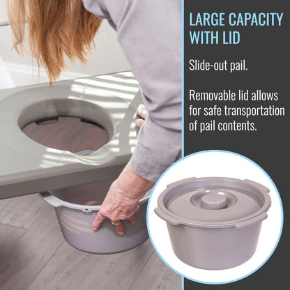 Cómoda Nocturna Inodoro Portátil Asiento Elevado Con Asas Soporte 500 Lbs