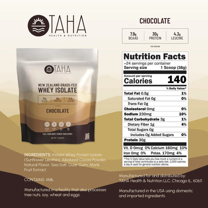 Proteina De Suero De Chocolate 30g Bcaas 8g Leucina Lácteos Nueva Zelanda Sin Gluten Keto