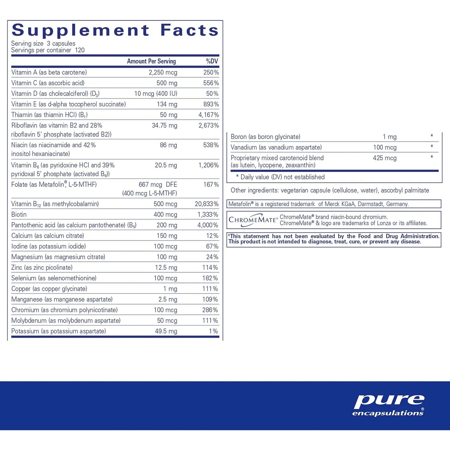 Nutrient 950 Sin Hierro Suplemento Multivitamínico Para Salud Cardiovascular E Inmune 360 Cápsulas