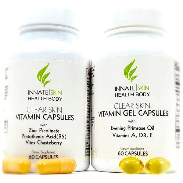 Clear Skin Paquete Vitaminas Acné 20 Antioxidantes Botánicos Minerales 60 Unidades