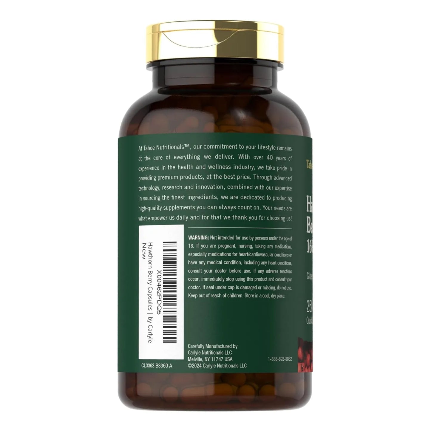 Capsulas Bayas De Espino 1695 Mg 250 Unidades Extracto Natural Tahoe Nutritionals
