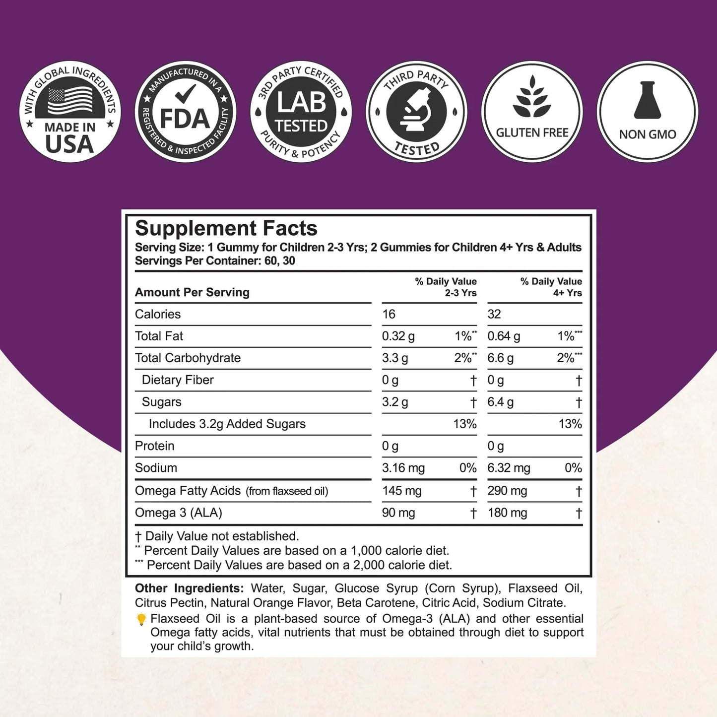 Gomitas Omega 3 Infantiles Con Aceite De Linaza Para Crecimiento Cerebral Y Salud Ocular