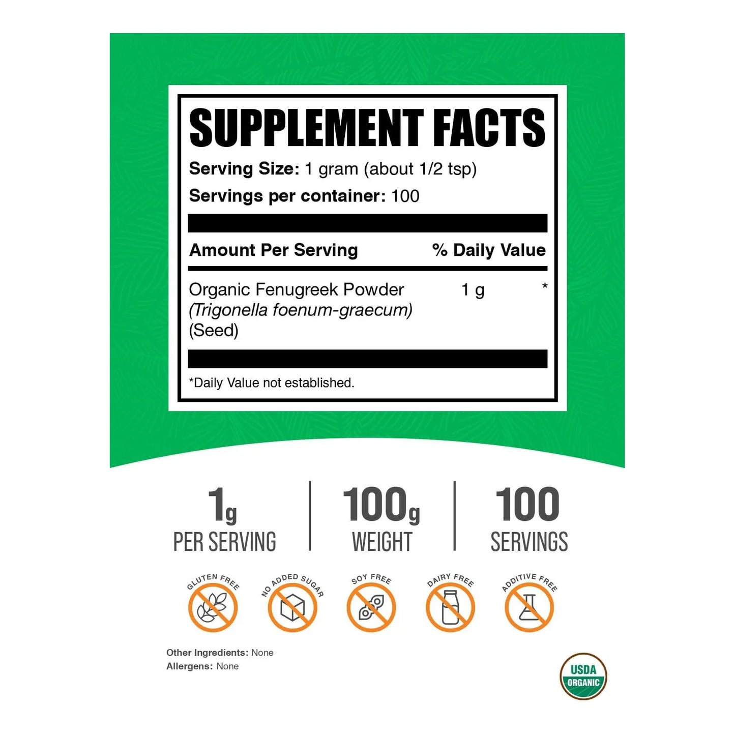 Polvo De Alholva Semillas De Fenogreco 1000 Mg Suplemento Natural Sin Gluten
