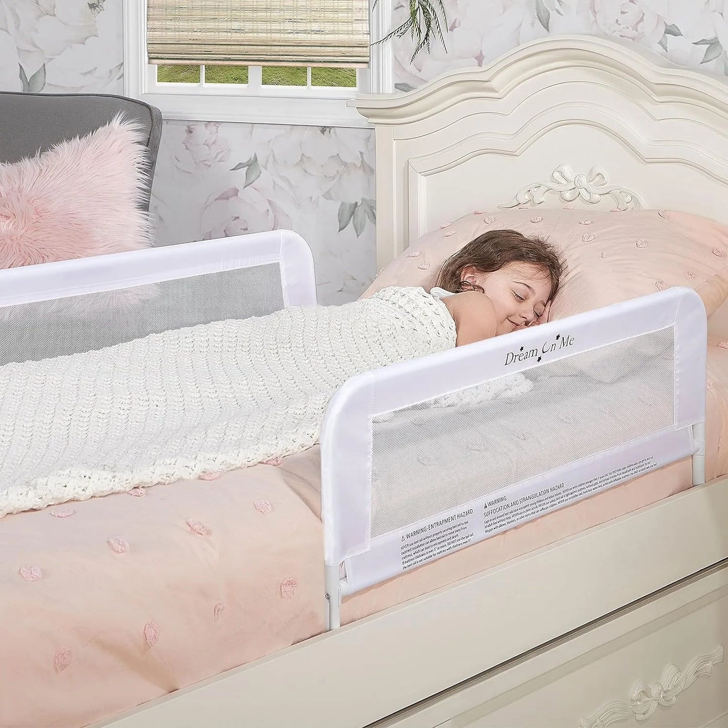 Protector Cama Doble Ajustable Malla Transpirable Seguridad Infantil