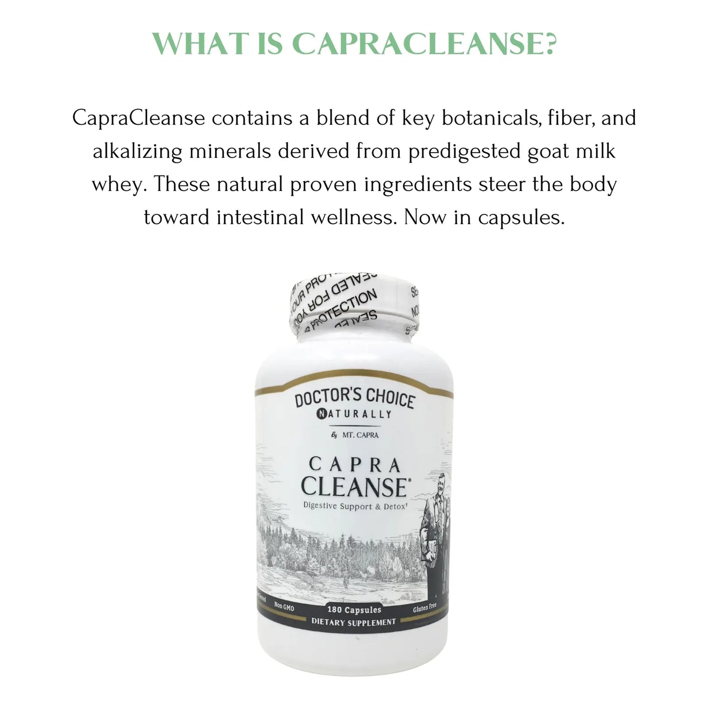 CapraCleanse Mt Capra Limpieza Intestinal 180 Capsulas Fibra Natural Sin Omg