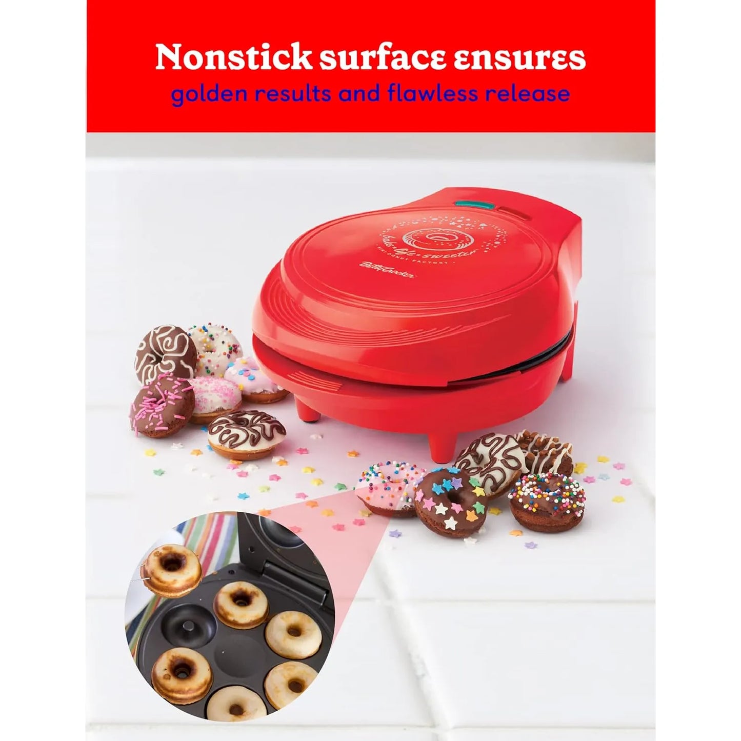 Betty Crocker Mini Máquina De Donas Antiadherente Hornea 7 Donas En Minutos