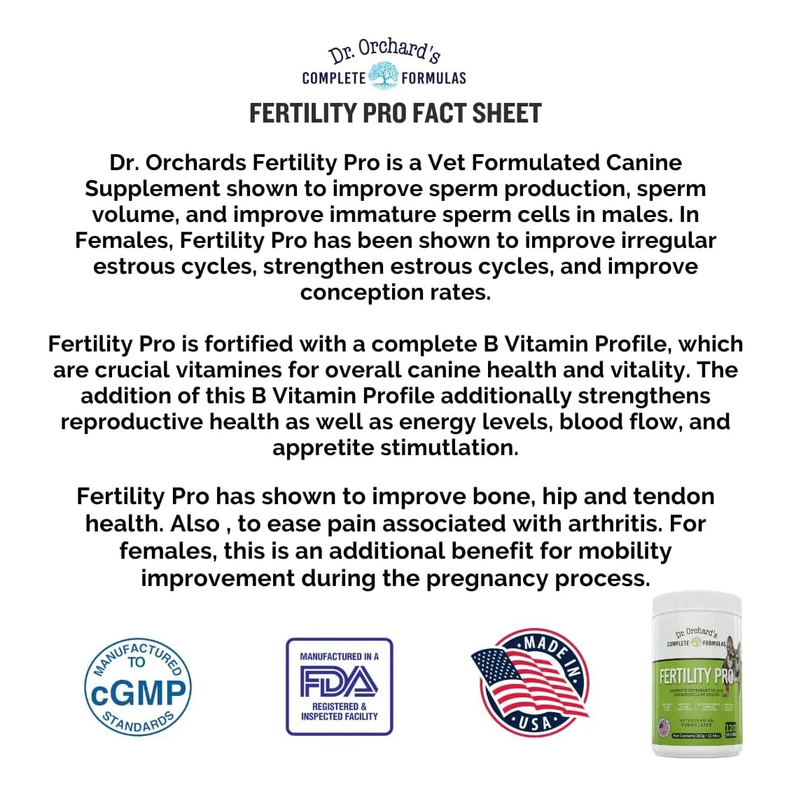 Fertility Pro Para Perros 120 Unidades Suplemento Fertilidad Veterinario
