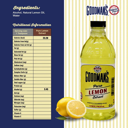 Extracto Puro De Limón Concentrado Goodmans 16 Oz Sin Gluten Y Kosher Para Cocinar