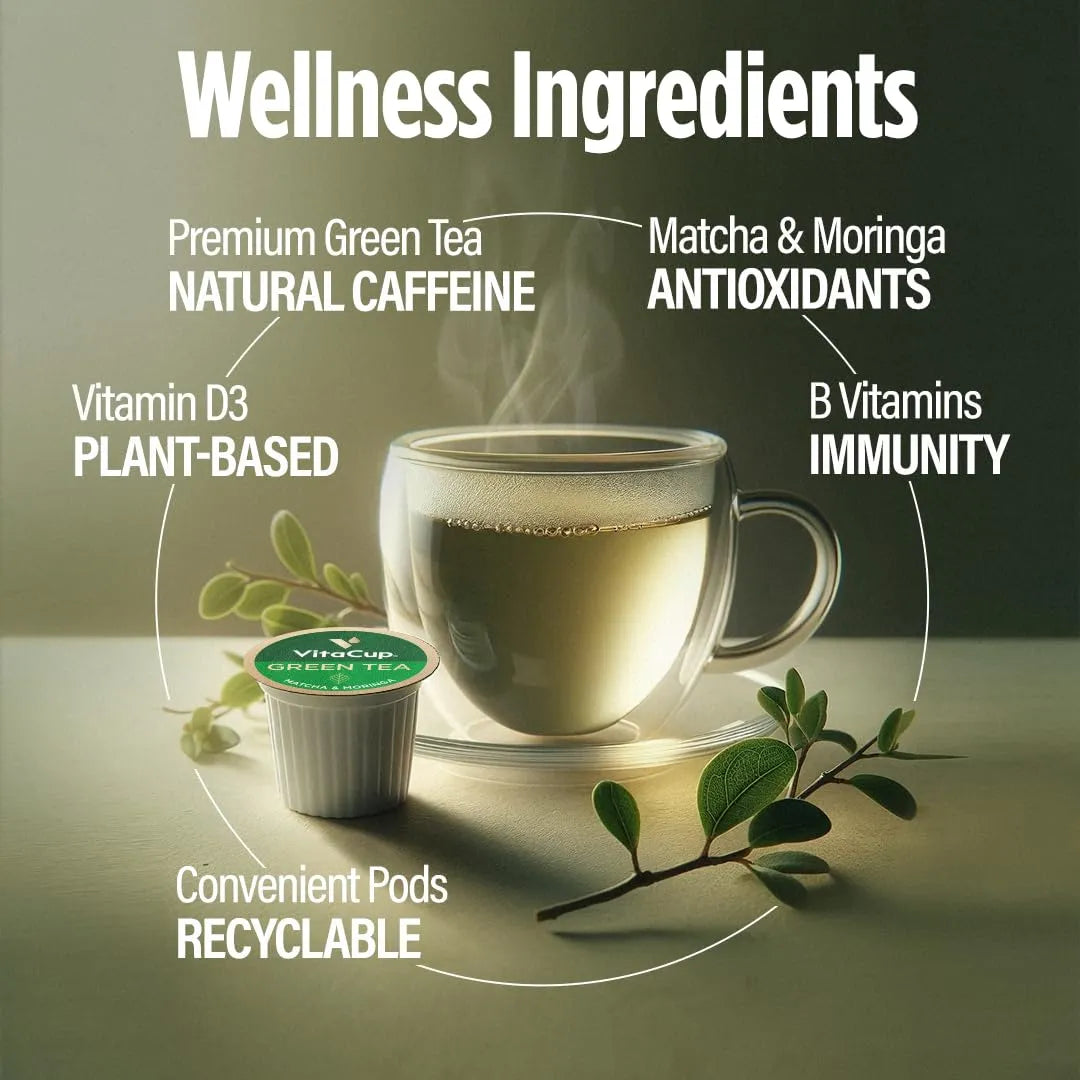 Capsulas De Te Energeticas VitaCup Para Enfoque Y Metabolismo Con Vitaminas