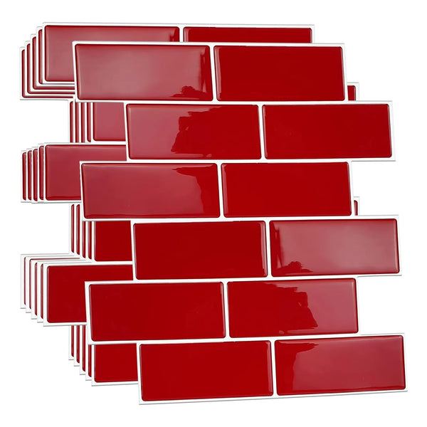 Azulejos Autoadhesivos Walplus Premium Cocina 3D Rojo Brillante 6 Hojas