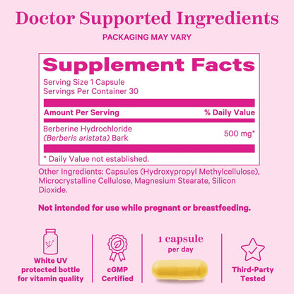 Berberina 500 Mg 30 Cápsulas Soporte Metabolismo Salud Cardíaca Y Hormonal