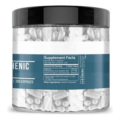 Earthborn Elements Acido Pantotenico 200 Capsulas Vitamina B5 Pura Sin Aditivos