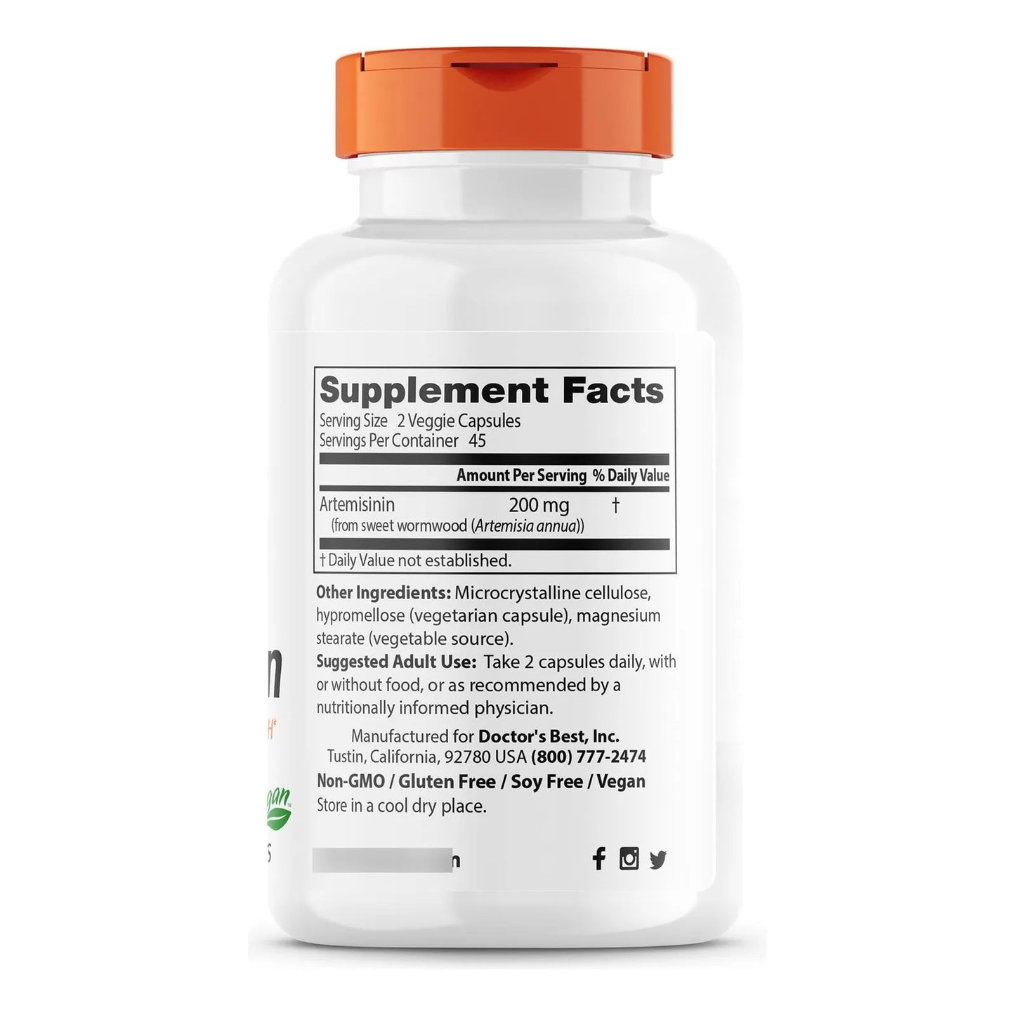 Artemisinina Pura 100 Mg 60 Cápsulas Apoyo Inmunológico Vegano