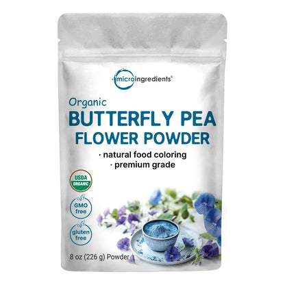 Polvo Orgánico De Flor De Guisante De Mariposa 8 Onzas Colorante Natural Premium Sin Cafeína