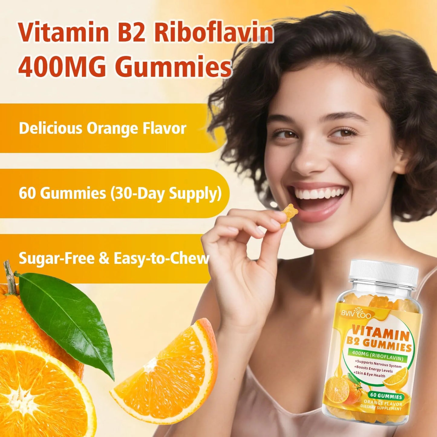 Gomitas De Vitamina B2 Riboflavina 400 Mg Para Niños Y Adultos Alivio Migraña Veganas