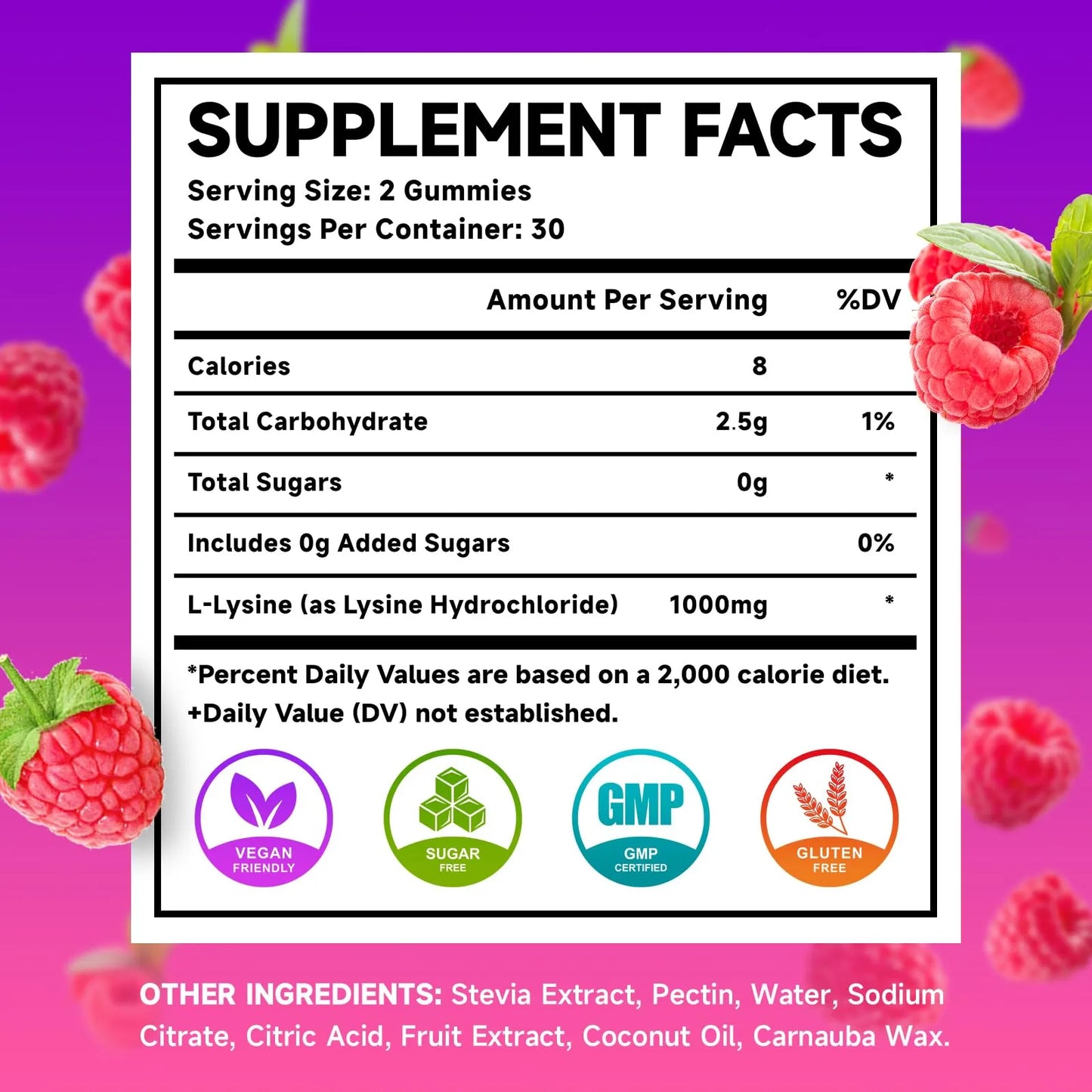 Gomitas L Lisina 1000 Mg Refuerza Sistema Inmunologico Y Salud Oral Sabor Frambuesa