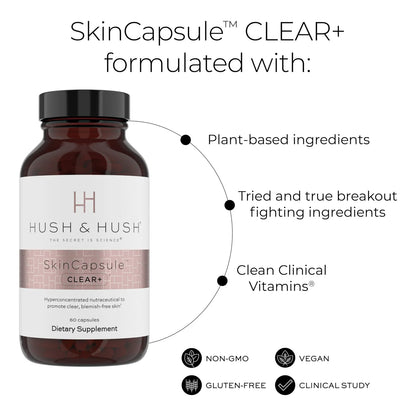SkinCapsule Clear+ Suplemento Vegano Para Acné Con Vitamina A Y Cúrcuma