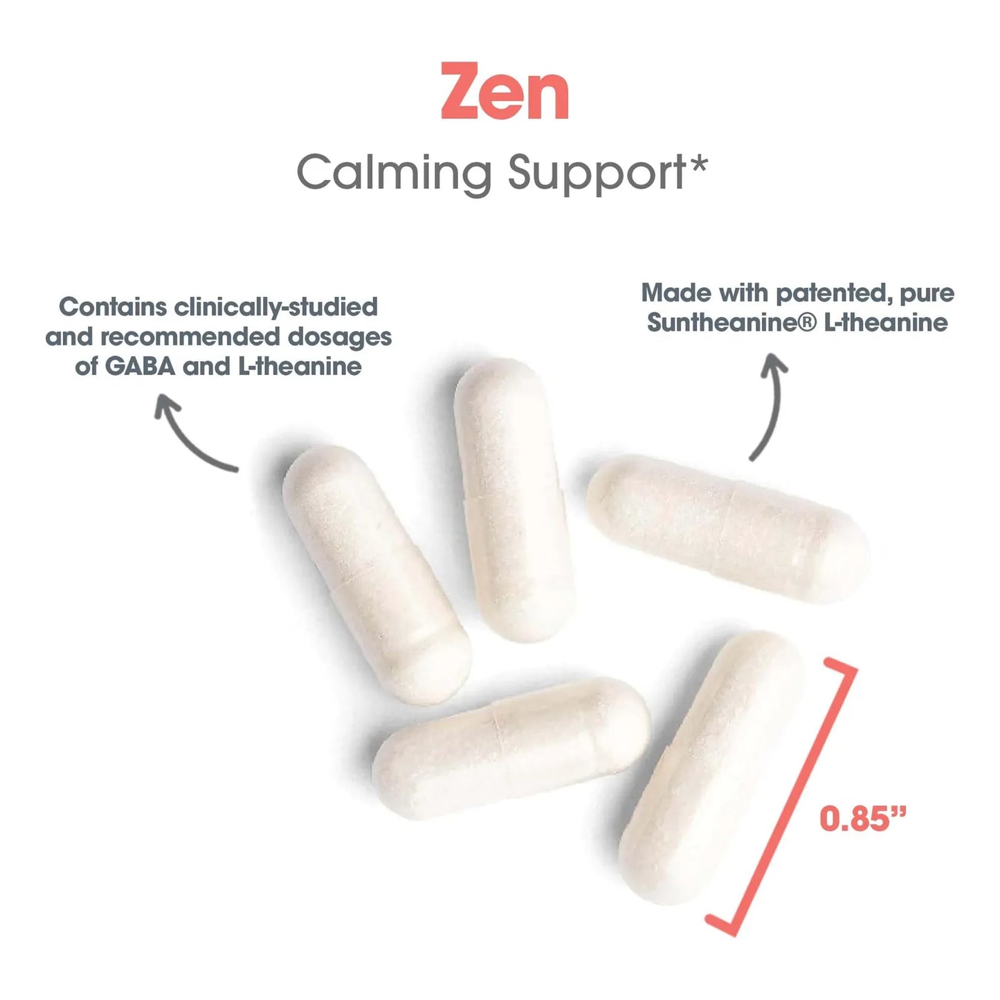 Cápsulas Zen 200 Mg GABA L Teanina Apoyo Calma Día Noche Hipoalergénico