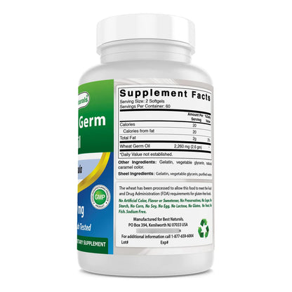 Aceite De Germen De Trigo 1130 Mg 120 Capsulas Blandas Piel Radiante Y Salud Cardiovascular
