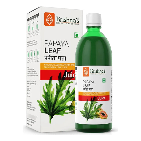 Jugo De Hojas Frescas De Papaya 1000 Ml Krishnas Herbal Ayurveda Aumenta Plaquetas