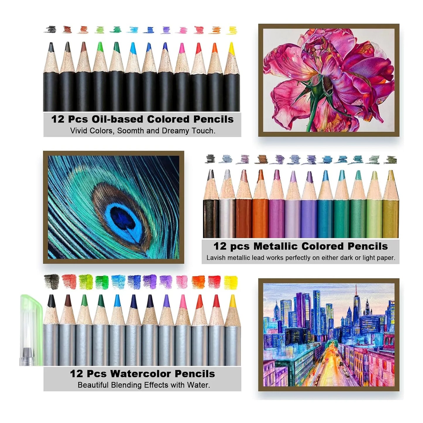 Set De Dibujo Profesional 72 Piezas Cuaderno Boceto 3 Colores Ideal Para Artistas