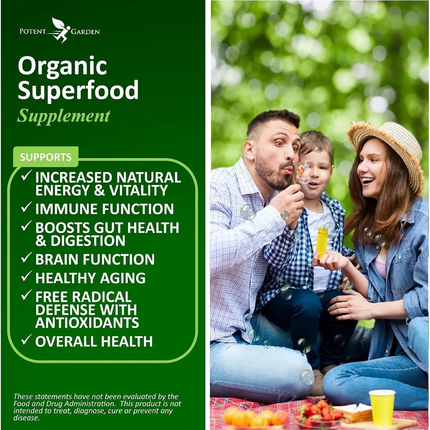 Paquete De 2 Superalimentos Organicos Potent Garden Frutas Verduras Energia Antioxidantes