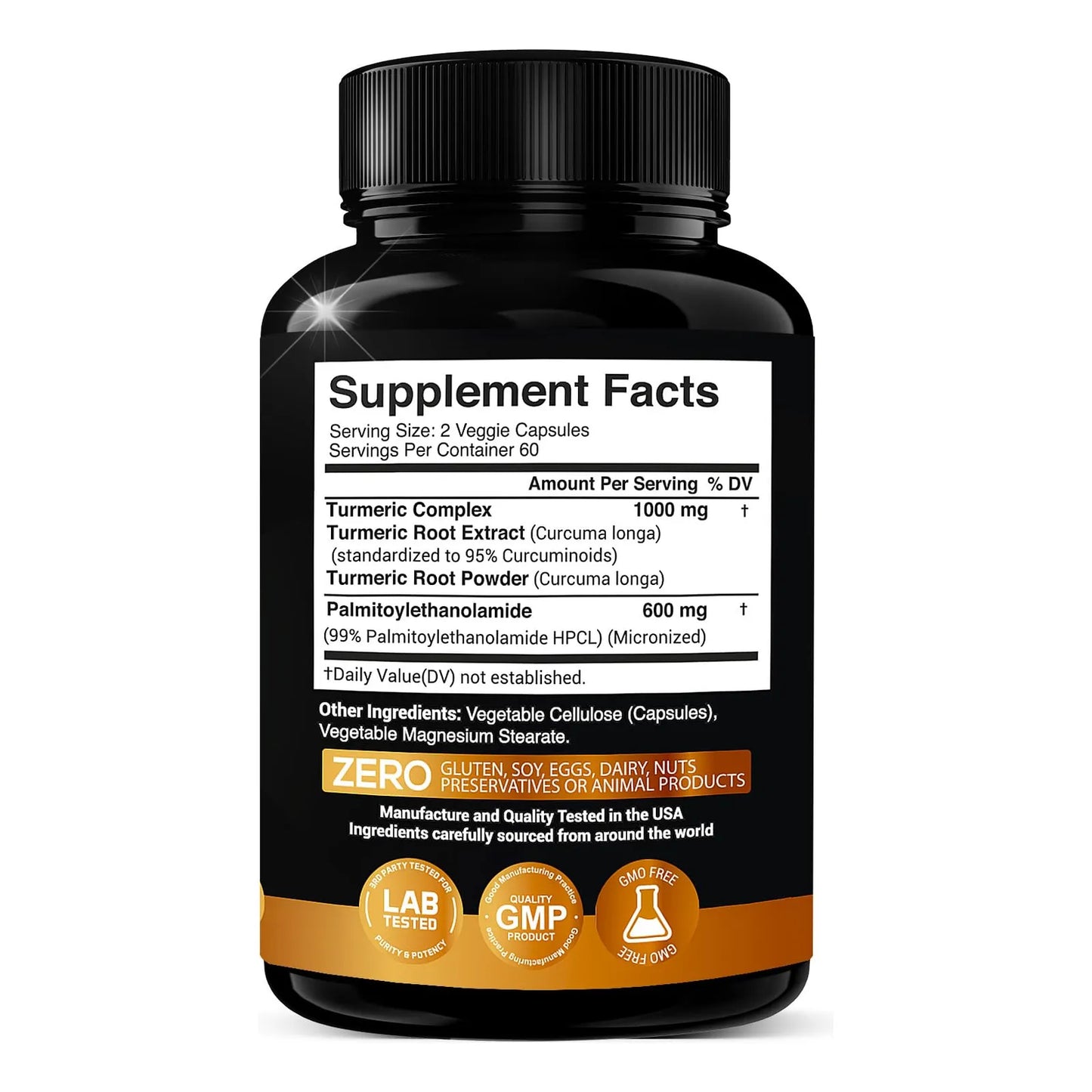 Palmitoiletanolamida 600 Mg Y Complejo De Curcumina Cúrcuma Suplemento Natural