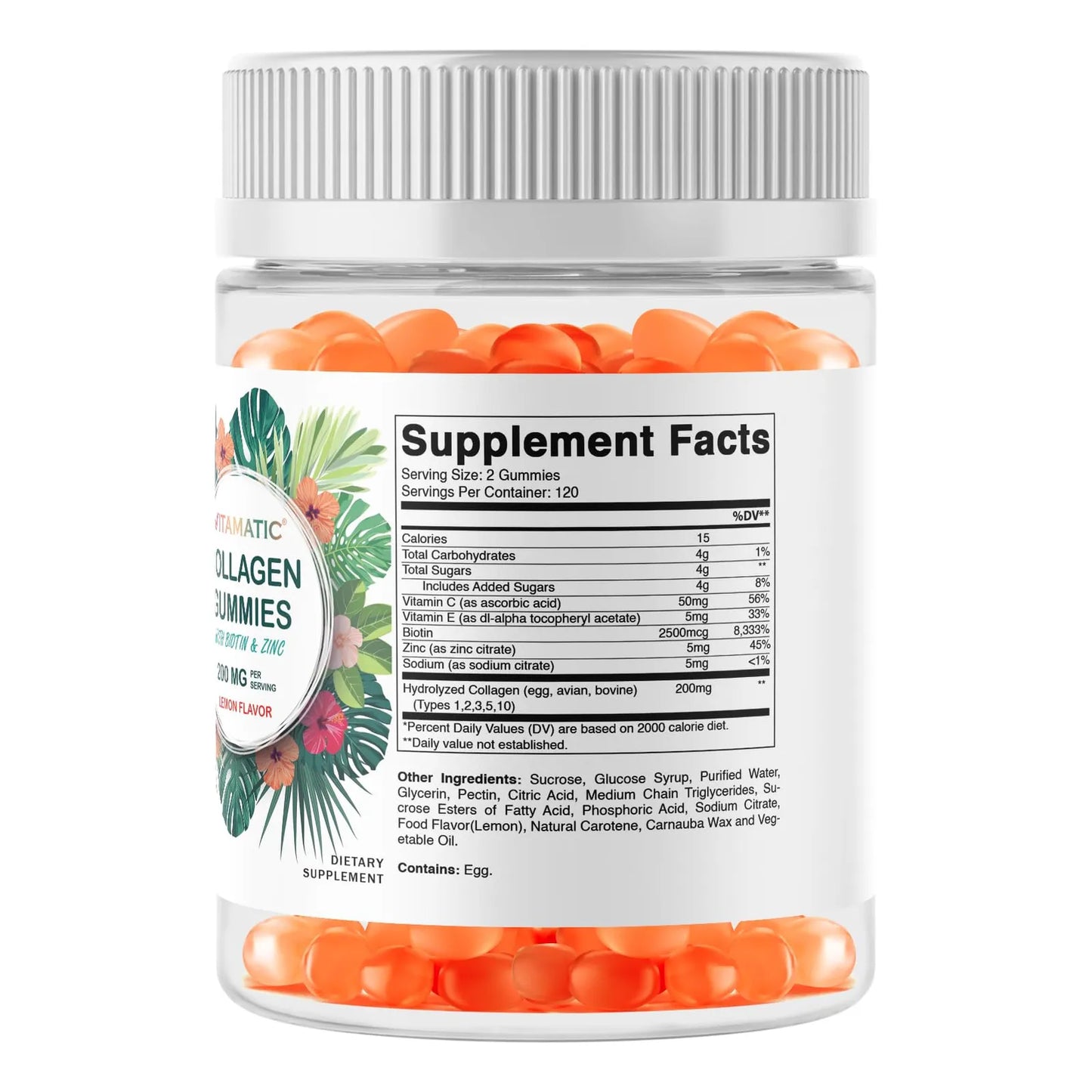 Gomitas Colageno Hidrolizado Vitamina C Zinc Biotina 200 Mg Piel Cabello Uñas