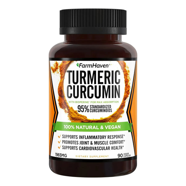 Curcumina De Cúrcuma Con Bioperina 1965 Mg 90 Capsulas Veganas Usa