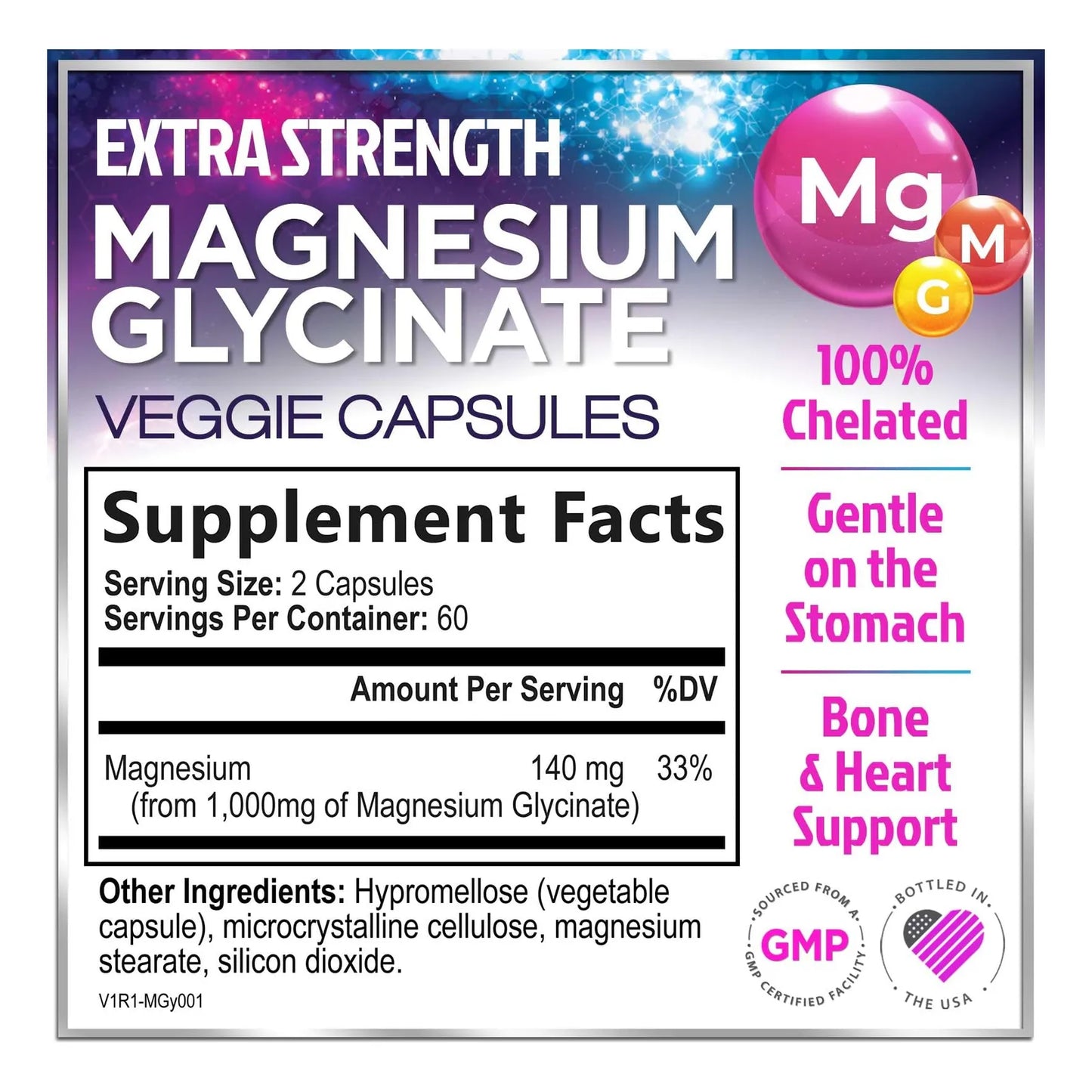 Suplemento De Magnesio Glicinato 1000 Mg Salud Osea Cardiaca Nervios Musculos