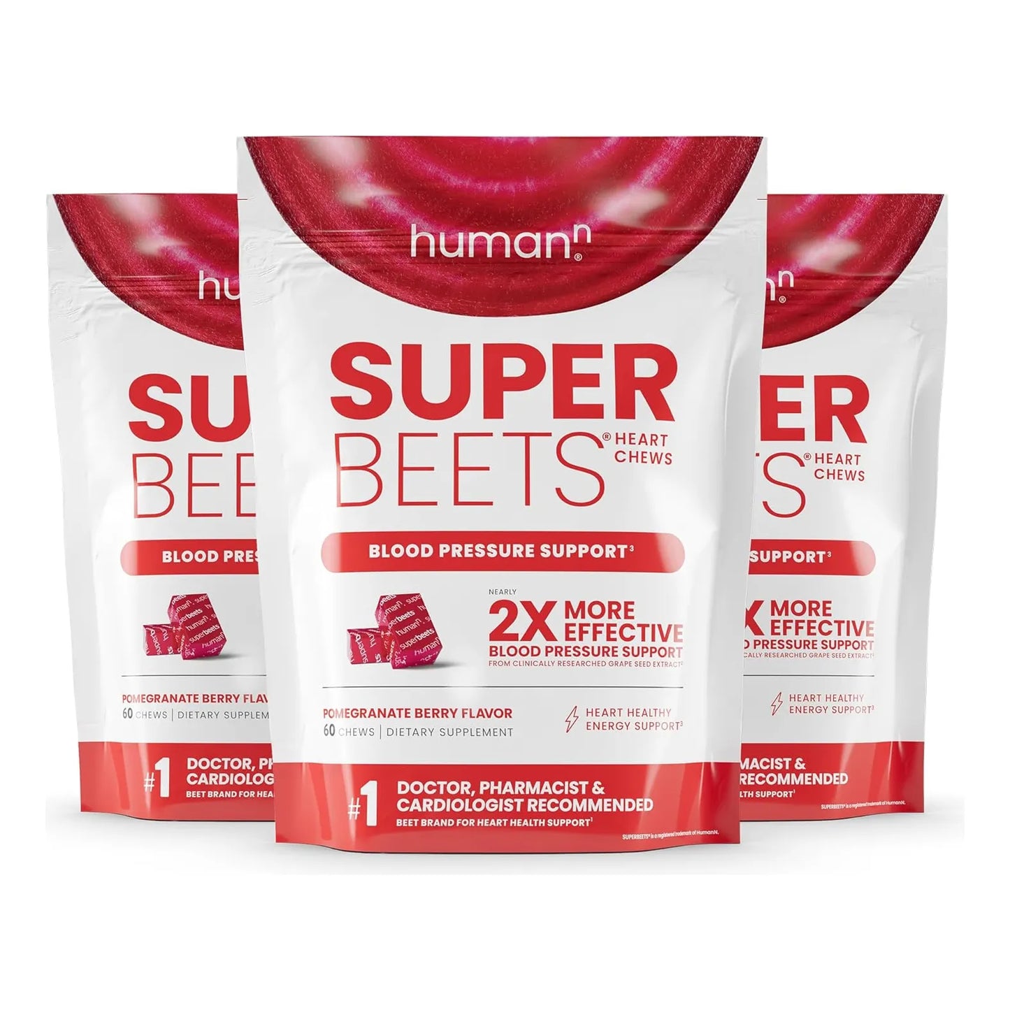 SuperBeets Masticables Soporte Presión Arterial Y Óxido Nítrico Sabor Granada 180 Unidades