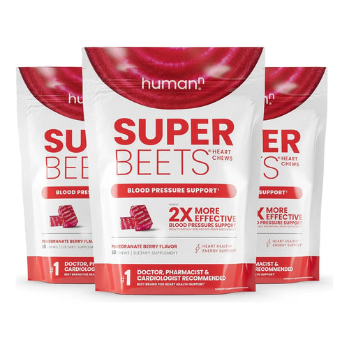 SuperBeets Masticables Soporte Presión Arterial Y Óxido Nítrico Sabor Granada 180 Unidades