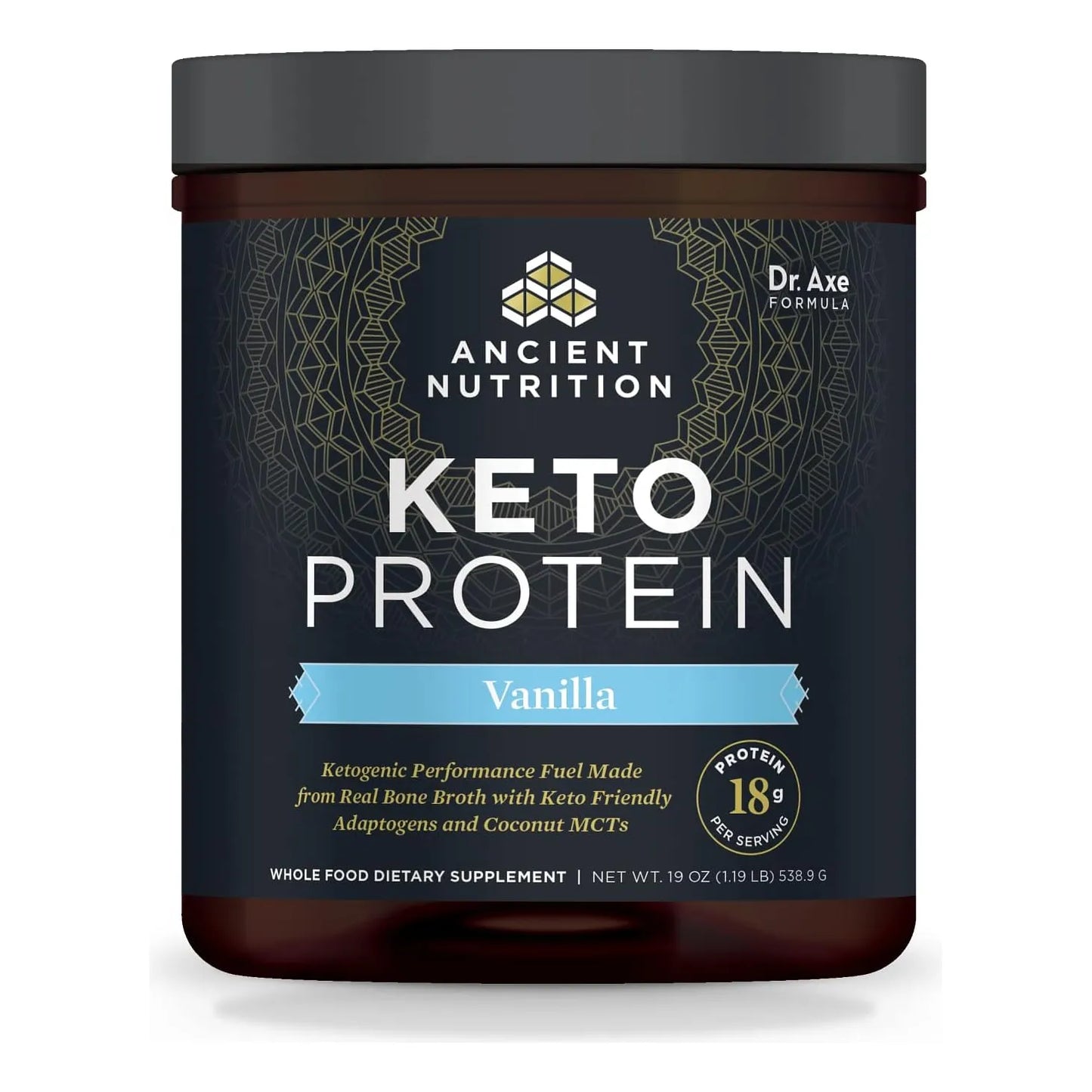 Proteínas Keto Vainilla Ancient Nutrition 450g Polvo Cetogénico Energía Y Cetosis