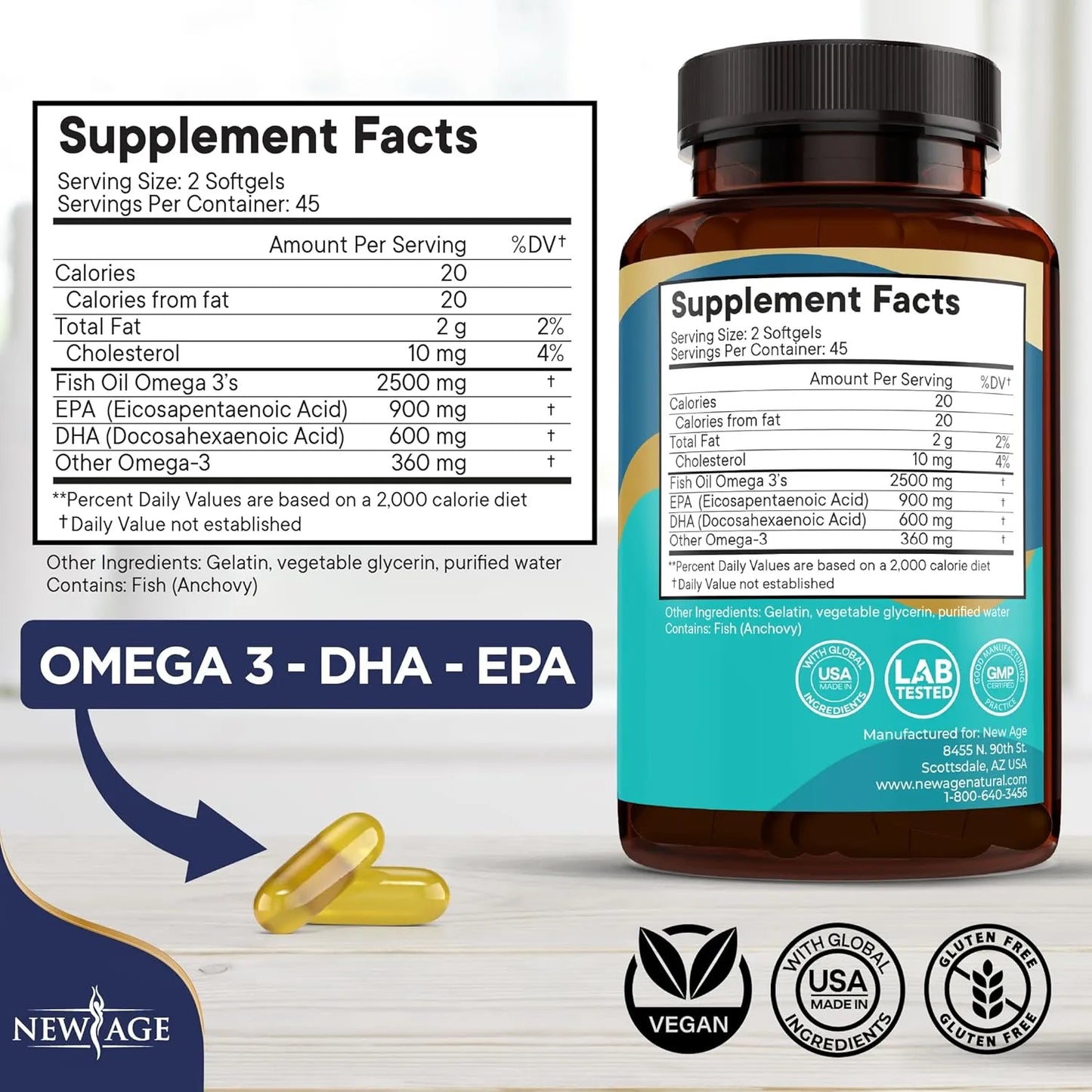 Aceite De Pescado Omega 3 2500 Mg Puro E Importado Soporte Inmune Y Articular