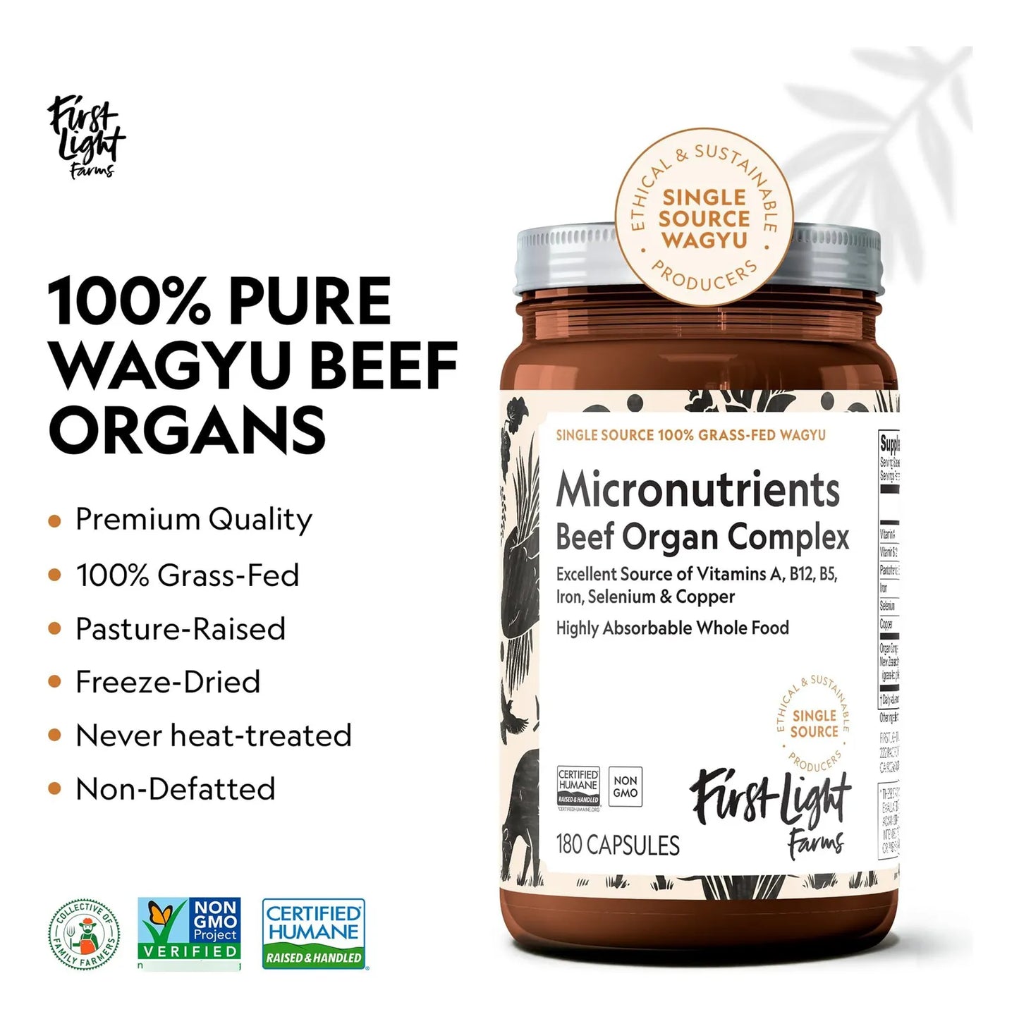 Cápsulas De Carne Wagyu Liofilizada Alimentada Con Pasto 180 Unidades Complejo De Órganos
