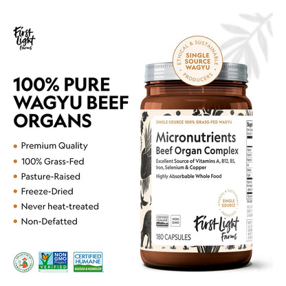 Cápsulas De Carne Wagyu Liofilizada Alimentada Con Pasto 180 Unidades Complejo De Órganos