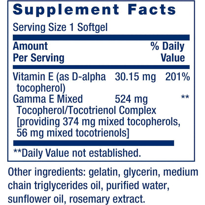 Gamma E Tocoferoles Tocotrienoles Mixtos Antioxidante 60 Capsulas Life Extension