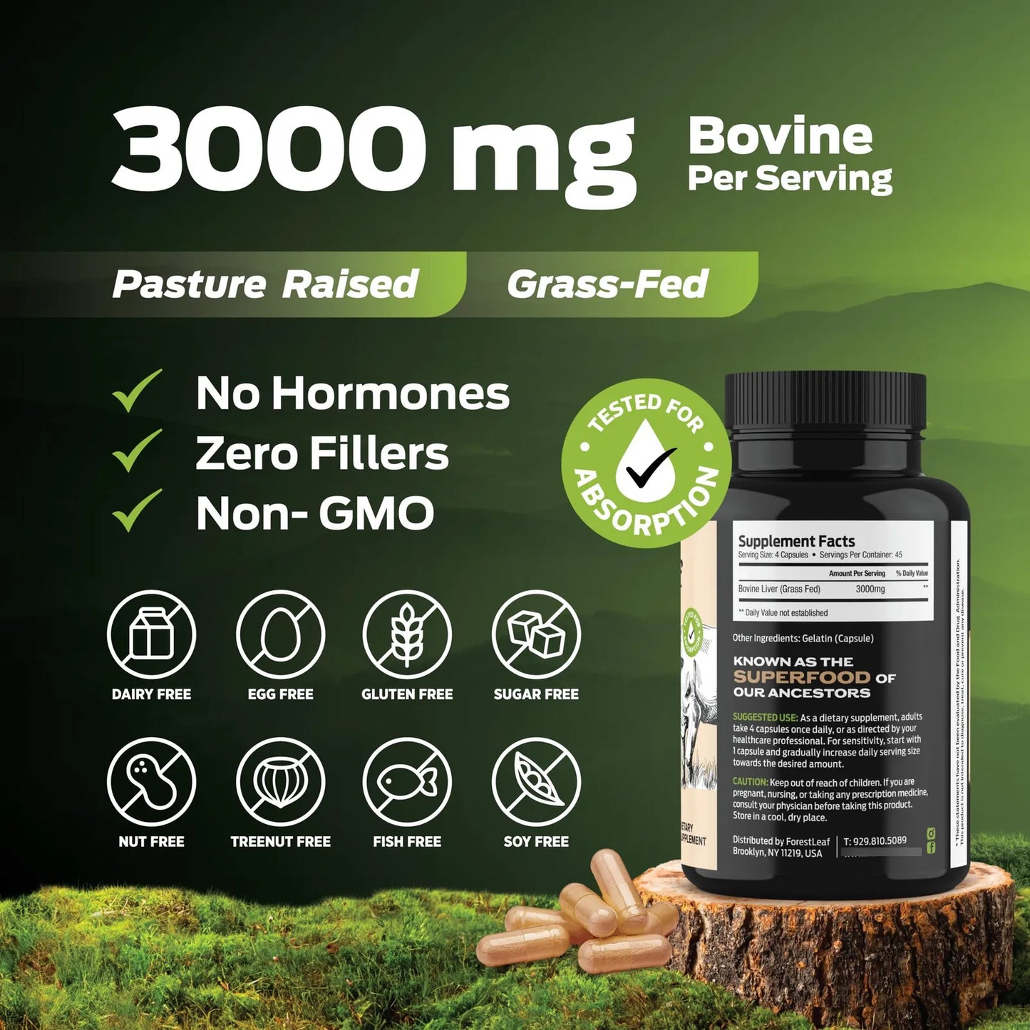 Capsulas De Higado De Carne Alimentada Con Pasto 3000 Mg Energia Y Nutricion Pura