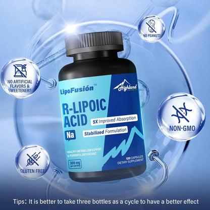 Ácido Lipoico R 300 Mg 120 Cápsulas Absorción Superior Antioxidante
