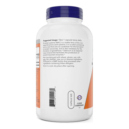 Now NAC 600 Mg Con Selenio 400 Cápsulas Vegetales Paquete De 2 Antioxidante Poderoso
