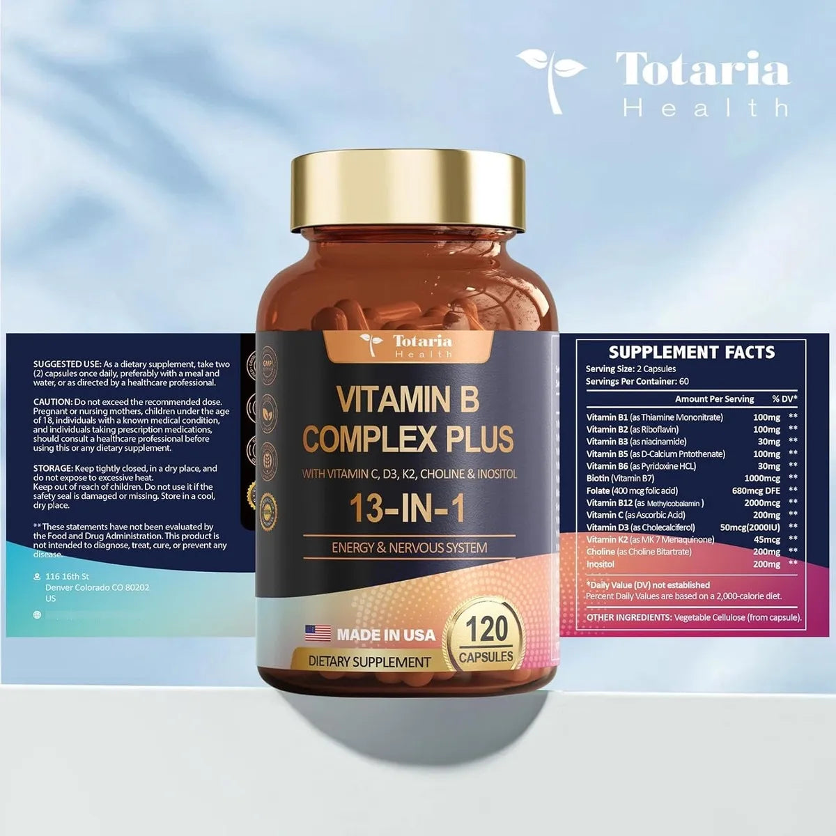 Complejo Vitamina B Totaria Bienestar Diario 120 Cápsulas - Imagen 2
