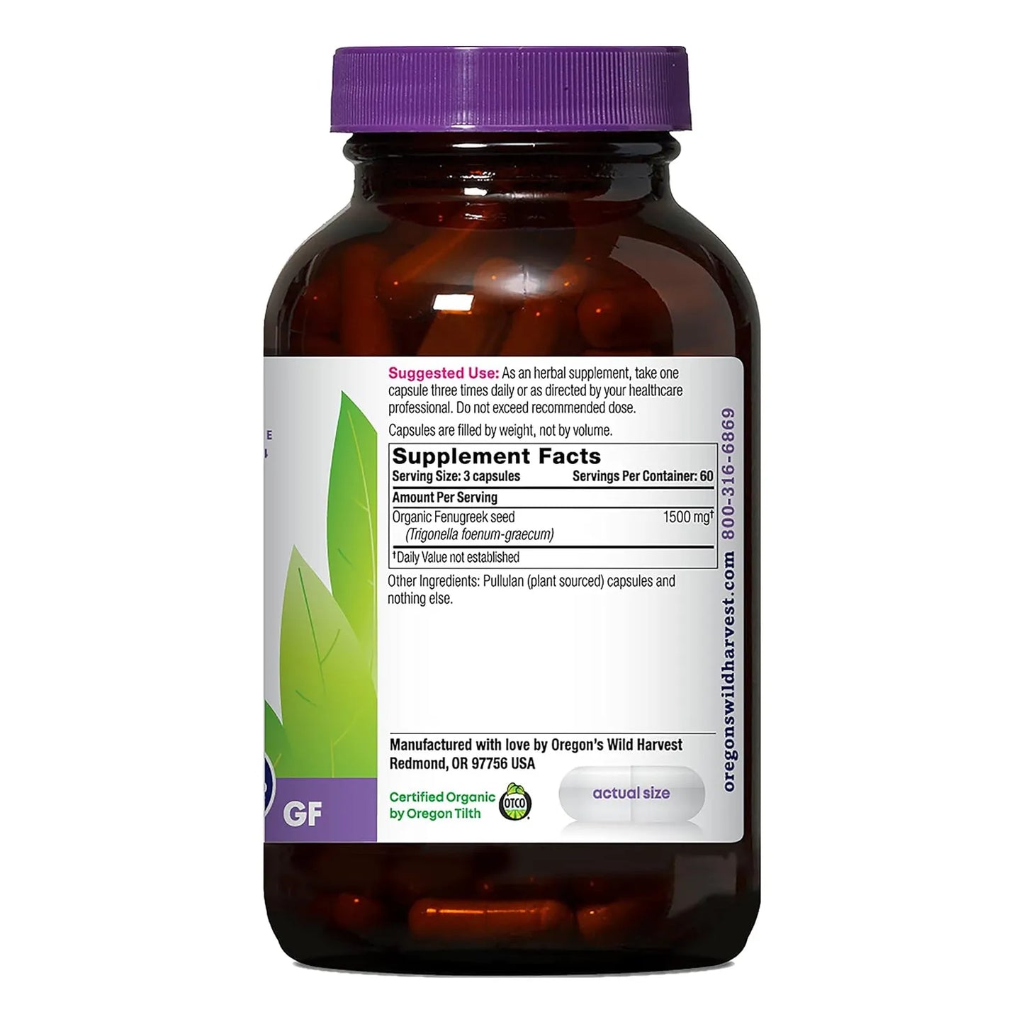 Capsulas Organicas Alholva Oregon 180 Unidades Aumenta Leche Materna
