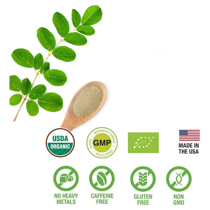 Polvo De Hoja De Moringa Cruda Orgánica Superalimento Natural Con Aminoácidos Y Omega 3