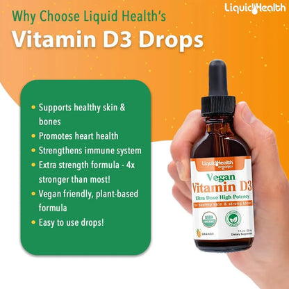 Vitamina D3 Liquida Organica 5000 Ui Gotas Apoyo Inmunologico Y Oseo Vegano