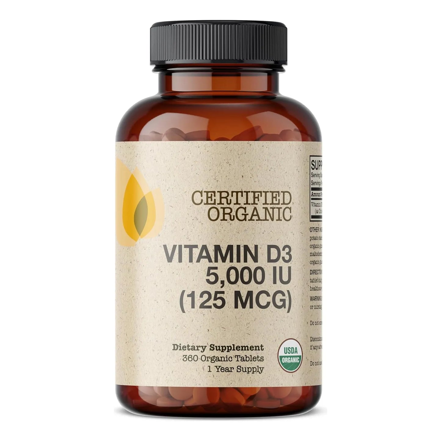 Vitamina D3 5000 Ui 125 Mcg Futurebiotics Suplemento Organico Usda 360 Tabletas